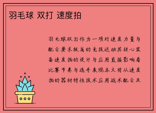 羽毛球 双打 速度拍